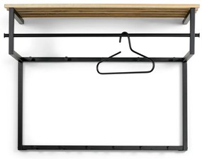 Cuier de perete negru/în culoare naturală cu raft din metal 100 cm Rizzoli – Spinder Design