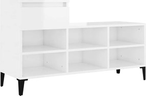 vidaXL Pantofar, alb extralucios, 102x36x60 cm, lemn compozit