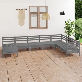 3082986 vidaXL Set mobilier de grădină, 8 piese, gri, lemn masiv de pin