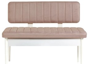 Masă de sufragerie extensibilă cu 2 scaune și 2 bănci Vlasta (alb + bej). 1072377