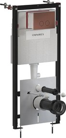 Rezervor incastrat Omnires StrongFrame ECO pentru vas WC suspendat si clapeta de actionare Steel-R45 finisaj cupru antichizat periat