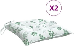vidaXL Perne de scaun, 2 buc., 40x40x7 cm, textil, model frunze