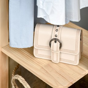 HOMCOM Oglindă de podea cu roți - Suport, 4 cârlige, raft MDF aspect lemn deschis | Aosom Romania