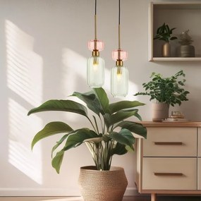 Lustră pe cablu MOLLY 1xE14/40W/230V d. 12 cm auriu/verde/roz