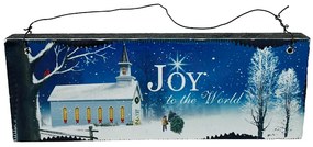 Decor Craciun cu text JOY, Albastru, 18cm