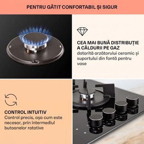Klarstein MultiChef 4, plită cu gaz combinată, gaz / sticlă ceramică, 4 zone