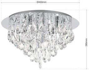 Plafoniera cristal K9 design elegant CELESTE D-45 crom