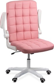 Scaun de birou pentru copii roz cu tapiterie confortabila si manere rabatabile OFF 332