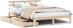 vidaXL Cadru de pat cu sertare, 120x200 cm, lemn masiv de pin