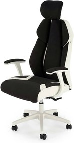 Scaun de birou CHRONO, negru/alb, stofa/piele ecologica, 65x70x120/128