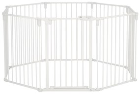 PawHut Welpenauslauf Freigehege pentru câini Grilaj de protecție cu ușă Grilaj de protecție pentru șeminee flexibil pliabil 8 panouri fiecare de 60 x 76 cm Alb | Aosom Romania