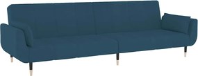 vidaXL Canapea extensibilă cu 2 locuri, 2 perne, albastru, catifea