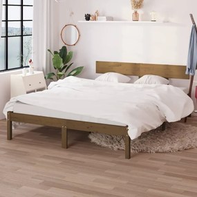 810160 vidaXL Cadru de pat, maro miere, 160x200 cm, lemn masiv de pin