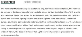 Aplica de perete exterior IP44 Seaside