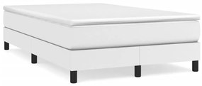 vidaXL Pat box spring cu saltea, alb, 120x190 cm, piele ecologică