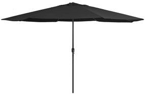 vidaXL Umbrelă de soare de grădină, stâlp metalic, negru, 390 cm