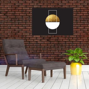 Tablou - Abstracție de aur și negru N⁰1 (90x60 cm)