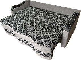 Canapea DIANA extensibila, 3 locuri, cu lada de depozitare, stofa gri cu negru , 220x100x80 Gri + Negru