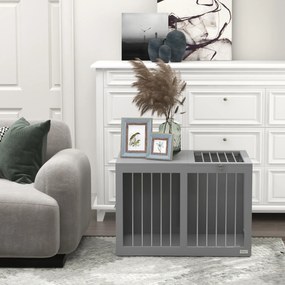 PawHut Cușcă pentru câini Hundebox Cușcă pentru transportul câinilor, 2 uși, blocabile, grilaj din oțel, 80 cm x 50 cm x 56,5 cm, Gri | Aosom Romania