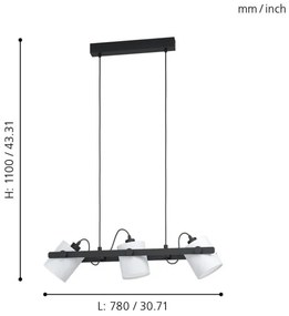 Eglo 43426 - Lustră pe cablu HORNWOOD 1 3xE27/28W/230V
