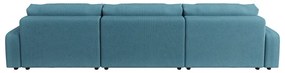 Colțar turcoaz extensibil, cu spațiu de depozitare, cu tapițerie din catifea reiată Sara – Ropez