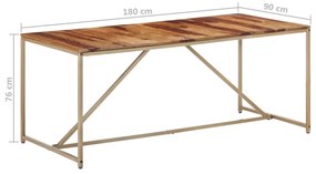 Masa de bucatarie, 180 x 90 x 76 cm, lemn masiv de sheesham 1, Maro, 180 x 90 x 76 cm