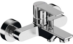 Baterie argintiu-lucios pentru cadă cu montare pe perete (2 ieșiri) Pax – Sapho