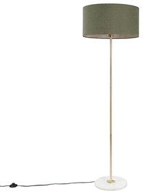 Lampă de podea din alamă cu abajur verde 50 cm - Kaso