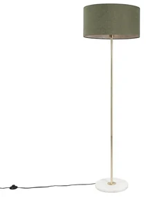 Lampă de podea din alamă cu abajur verde 50 cm - Kaso