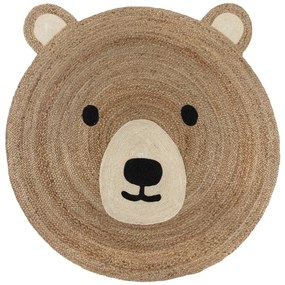 Covor pentru copii în culoare naturală din iută 100x100 cm Bertie Bear – Flair Rugs