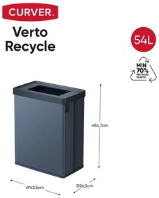 Coș de gunoi albastru de reciclat din plastic reciclat 54 l Verto Recycle – Curver