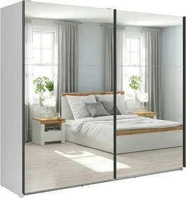 Dulap 2 usi cu oglinda TETRIX, alb lucios, PAL, 220x60x196 cm