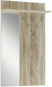 Cuier de perete cu oglinda LIMA PR-1, stejar sonoma, PAL laminat, 70x2