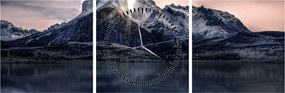 Tablou lacul cu munte (cu ceas) (90x30 cm)