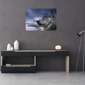 Tablou pe sticlă - Cap de lup (70x50 cm)