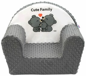 Fotoliu copii New Baby, cu Minky Cute Family, gri, 42 x 53 cm
