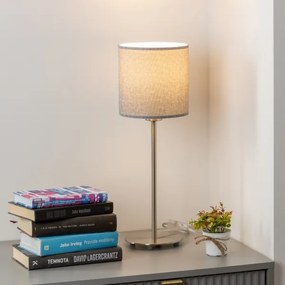 Eglo - Lampă de masă LED TUNJA 1xE27/60W/230V 38,5 cm crom mat/gri