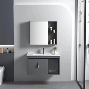Set mobilier de baie cu lavoar Paris 60cm Grey