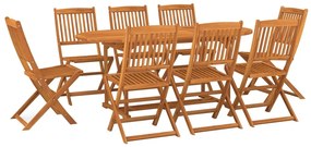 3086973 vidaXL Set mobilier de grădină 9 piese 180x90x75 cm, lemn masiv acacia