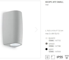 Aplica LED iluminat exterior design modern cu protectie IP55 KEOPE AP2 SMALL gri 147796