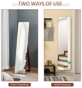 HOMCOM Oglindă de Podea cu Cadru din Lemn, Design Elegant, 43x37x156 cm | Aosom Romania