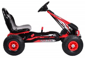 Kart cu pedale pentru copii NOVOKIDS® Top Racer PRO, Roti gomflabile din cauciuc, 3-7 ani , Maxim 25 kg, Structura metalica, Frana de mana, Functie