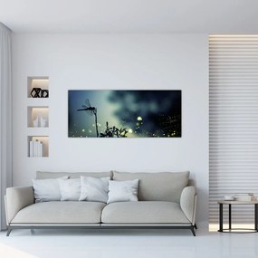 Tablou - Libelula în noaptea strălucitoare (120x50 cm)