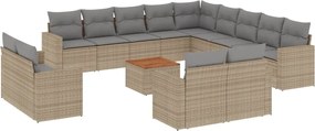 vidaXL Set canapele de grădină, 14 piese, cu perne, bej, poliratan