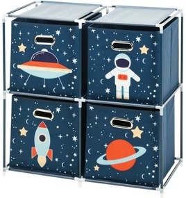 Raft pentru copii cu cutii textile Space, 68 x 70x 35 cm