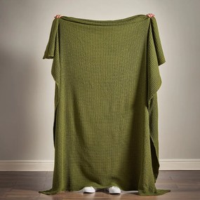 Pătură verde din bumbac 150x200 cm Jaipur Chunky Waffle – Pineapple Elephant