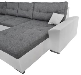 Supermobel Coltar in forma de U WITOS, 344x81x163, malmo 95 /piele ecologica alba, dreapta