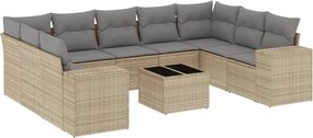 vidaXL Set canapele de grădină cu perne, 10 piese, bej, poliratan
