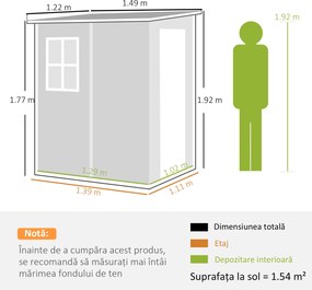 Outsunny Magazie din metal pentru gradina, Gri