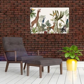 Tablou - Jungla plină de animale (90x60 cm)